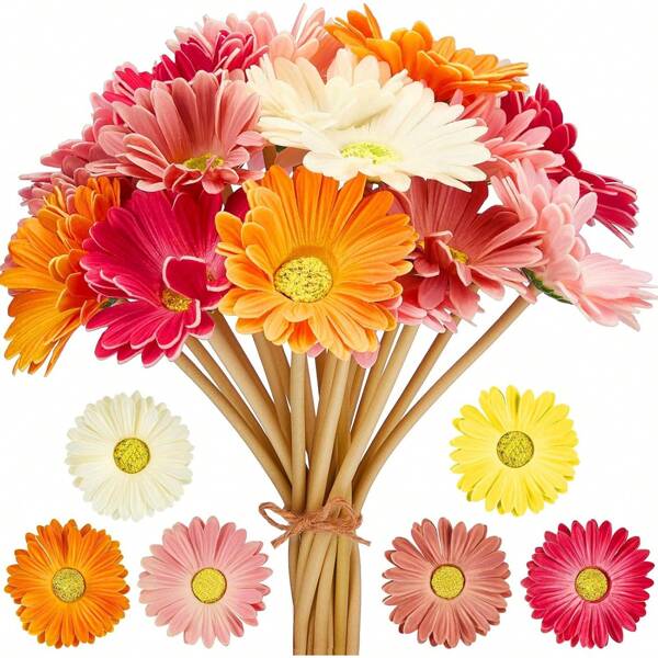 1/6/12 Piezas Flores artificiales de crisantemo africano de margarita de 38 cm/15 pulgadas de seda multicolor, adecuadas para el Día de la Madre, Pascua, decoración del hogar, cocina, boda, Año Nuevo, primavera, verano, decoración floral. Adecuado para el jardín al aire libre, decoraciones interiores y exteriores, decoraciones de jarrón, plantas falsas, decoraciones de temporada, decoración de habitaciones, decoración de otoño