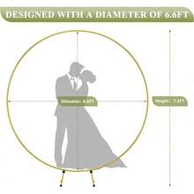 6.6/7.2FT Round Backdrop Stand, Gold Metal Stable Circle Hoop Balloon Arch Frame Wedding Arch For Ceremony Birthday Party Anniversary Bridal BabyShower Graduation Decoration - Gold - View 4