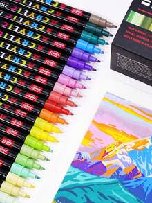 36 Colors - 168 Colors Acrylic Markers, Waterproof And Sun-Resistant Multifunctional Painting Pens, Non-Transparent And Stackable Art Special Painting Markers, Student-Use Art Supplies DIY Color Painting Pens, Ceramic Mug Coloring, Must-Have Gifts For The School Season