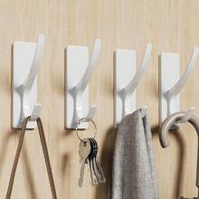 New  Self Adhive Coat Hooks For Hanging, Heavy Duty Stainls Double Wall Hook For Towel, Backpack, Hat, Sturdy Metal Hanger For Bathroom, Bedroom, Door, Wall Mounted, 4-Pack - White 4 Pack - View 1