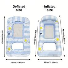 1pc Double Inflatable Float Bed With Backrest & Mesh, Daisy Flower Print Design, Inflatable Pool Float, Suitable For Summer Beach Vacation And Pool Party - Double Hole Daisy Lounger - View 12
