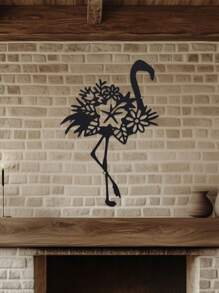 Metal Flamingo Mural Decoration - 1pc, 11.81 Inch Iron Outdoor Sculpture For Living Room Patio Balcony, Indoor Home Wall Decorations, Gifts, Metal Artwork
