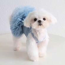 1pc Elegant Ballet Tulle Dress Pet Dog Clothes, Princess Dress Sleeveless Romantic Party Outfit, Suitable For Small Dogs, Cats, Cool Spring/Summer