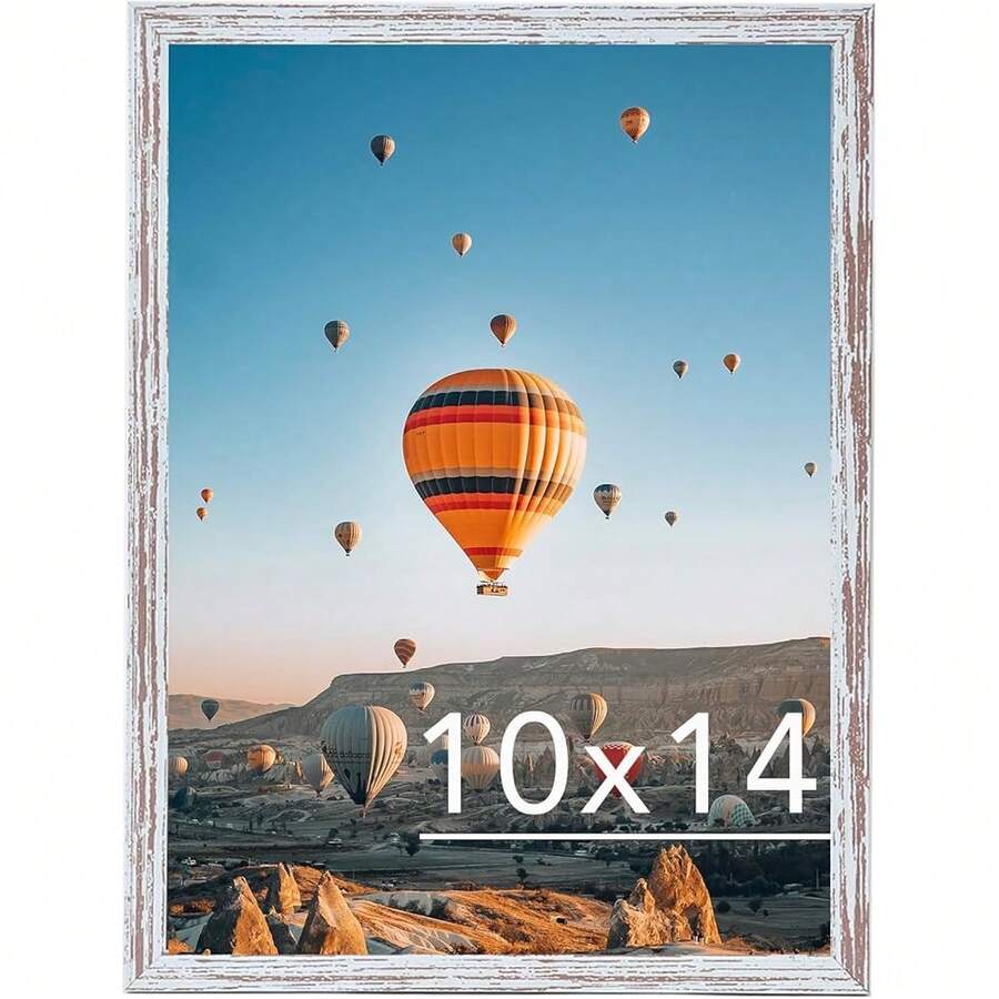 New 10x14 Inch Picture Frame, Horizontal And Vertical Formats For Wall Hanging, 10 X 14 Wall Gallery Poster Photo Frame Shatter Ristant Plexiglass,Rustic - Rustic White 10x14 inch - View 1