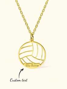 1PC Personalized Engraved Volleyball Pendant Necklace With Name Sport Theme Jewelry Team Keepsake Birthday Gift For Volleyball Lover Player - Multicolor - View 4