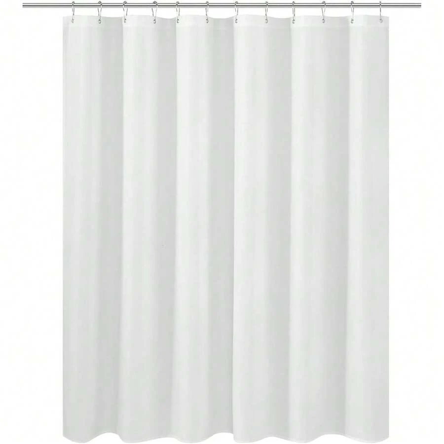 New N&Y HOME Short Fabric Shower Curtain Liner 60 Inches Long, Hotel Quality, Machine Washable, White Shorter Bathroom Curtains With Grommets, 72x60 - 白色 72 英吋寬 x 60 英吋長(1 包) - 查看 1
