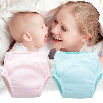 Bộ 5 tã vải tái sử dụng cho bé, thiết kế tối giản dễ thương với nhiều màu sắc phù hợp cho cả bé trai và bé gái, vải thoáng khí chống thấm để tập đi vệ sinh, lý tưởng cho bé quanh năm (cân nhắc chọn kích cỡ lớn hơn)