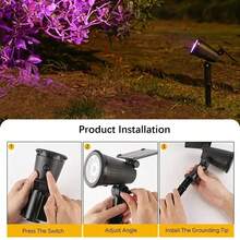 Solar Powered Floodlight, Super Bright Waterproof Ground Spike Lawn Lights, Outdoor Household Landscape Garden Tree Lights