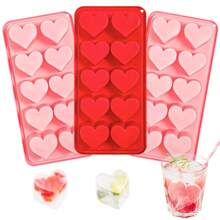 1/2 Stampi in silicone a forma di cuore per cubetti di ghiaccio, 10 cavità per facile estrazione, adatti per uso domestico, colore rosa o rosso, stampi per cubetti di ghiaccio, stampi per budini, possono produrre 10 cubetti di ghiaccio alla volta, ideali per estate, cocktail, succhi di frutta, bevande, feste.