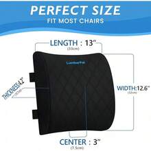 Lumbar Support Pillow Suitable Office Chair Back Support Lumbar Pillow Suitable Car, Gaming, Office Chair - Improves Sitting Posture And Relieves Back Pain, Foam, Adjustable Shoulder Straps, Gray - Black - View 10