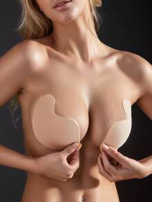 隐形聚拢硅胶乳贴，自粘式无肩带芒果形粘性文胸和乳贴，夏季清凉丰胸贴，适合小胸，使用前请清洁胸部，出汗或接触水时可能会失去粘性