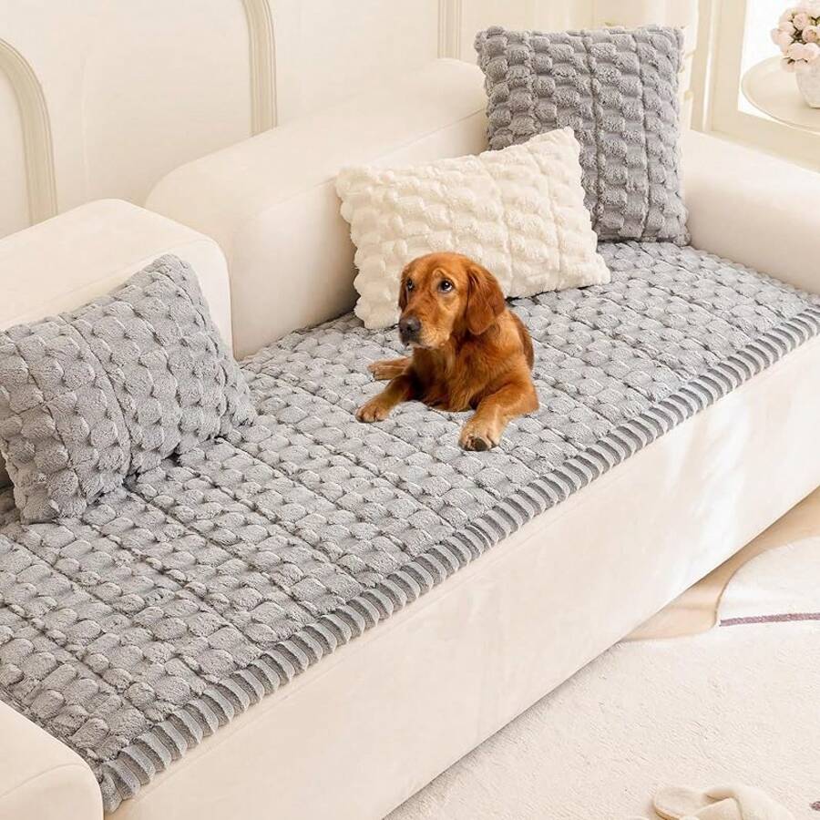 Mivnue Pet Couch Cover, Couch Covers For Dogs, Washable Dog Sofa Covers Couch Protector, Fuzzy Non Slip Couch Slipcover Pet Friendly (Brown, 27.6" X 59.1") - 銀色 - 查看 1