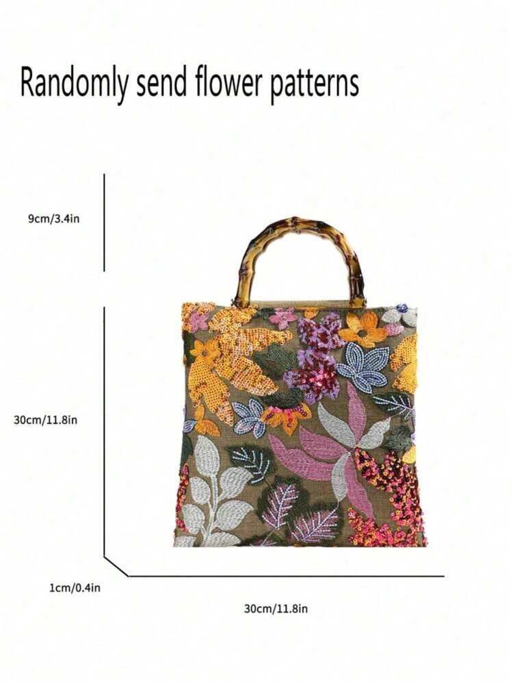 Borsa A Tracolla Donna Ricamata Con Perline, Floreale, Vintage | Borsecop材质小香风, Comoda Per Il Tempo Libero, Misura Ca. 25x10x22 Cm - 3