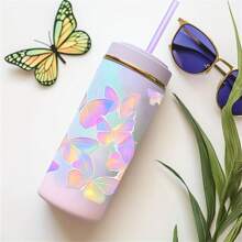3 Stück bunte Schmetterlingsmuster Design UV DTF Tassen Umwicklungen Abziehbilder Transferdruck wasserdicht selbstklebende Aufkleber für Tasse Wasserflasche, DTF Transferaufkleber für 16 Unzen Glasverpackung, 3D Kristallaufkleber wasserdicht und kratzfest, DIY Umwicklungsübertragungsaufkleber Mode Frauen Aufkleber DIY Handwerke-Hohe Qualität (11x24cm) 4,3inx9,4in