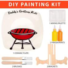 Father's Day Gifts - Personalized Step Dad Gifts From Wife Kids - DIY Daddy's Grilling Plate With Handprint - Funny BBQ Crafts Birthday Present Ideas For First Papa From Daughter Son - 1 - View 2
