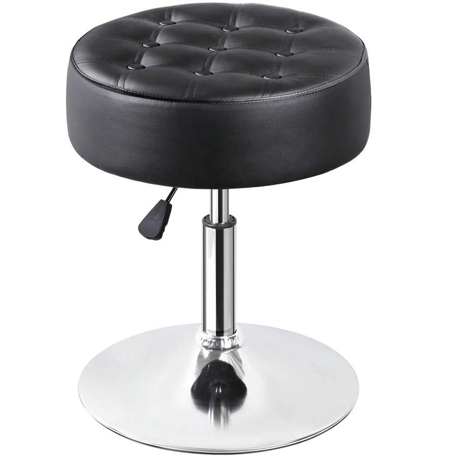 360° Swivel Vanity Stool Chair Makeup Stool Adjustable Height For Bedroom Black - 1 - View 1
