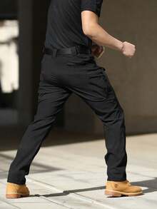 Men's Tactical Pants With Multiple Pockets, Multi-Pocket Design For Hiking & Outdoor Adventure, Camping Gear - Black - View 7