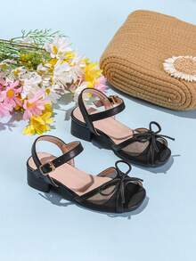 1 双时尚、精致、百搭、奢华女孩高跟凉鞋 - 黑色 - 查看 2