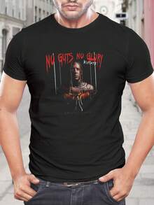 Camiseta para hombre Tom MacDonald No Guts No Glory - Mercancía oficial - Camiseta de hip hop - Algodón negro de manga corta - Ropa para fans de raperos underground - Diseño exclusivo - Negro - Ver 1