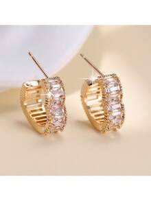 1 对简约心形精致女士耳环，百搭且