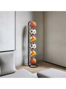 Conjunto de suporte para bolas de metal de fácil montagem, suporte para bolas de basquete multicamadas com base redonda grande - Suporte para bolas esportivas de metal resistente para basquete, futebol e vôlei - disponível em vários tamanhos - Multicolorido - Ver 7