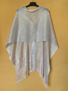 1 peça de poncho xale feminino com borlas, elegante e versátil, para primavera/verão, adequado para várias ocasiões