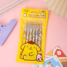 Sanrio 6er-Set Sanrio Nadelschreiber Cinnamoroll Hello Kitty 0,5 schwarze Push-Kugelschreiber, Kuromi My Melody Büro Schule Push Signature Stift Set, Pochacco Pompompurin süße Cartoon Gelschreiber mit Haken, Flüssigkeitssicher, durchgängige Tinte, einfach mitzunehmen, Geschenkset Schreibwaren, Schreibfehler können leicht durch Reibung korrigiert werden, geeignet für Büro, Studium, Tagebuch und andere multifunktionale Zulieferungen, ideal als Geschenkset in der Schulsaison zur Rückkehr an die Schule