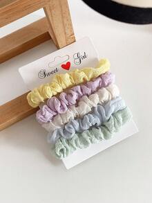 5/10/20/40个装纯色雪纺发圈，柔软可爱，适合女孩、学生、返校季、扎马尾辫、发饰、沙滩装、手链、糖果色、洗脸、发绳、发圈、运动、居家美容女性配饰礼品化妆居家健身女性配饰头部配饰弹力带 - 彩色 - 查看 8