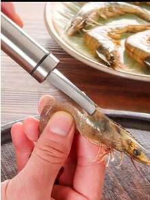 1pc Stainless Steel Shrimp Gut Cleaner - Seafood Sheller - Shrimp Shell Cutter - Portable Shrimp Gut Cleaner - Easy To Clean Kitchen Gadgets, Suitable For Lobster And Prawn Preparation - Silver - View 9