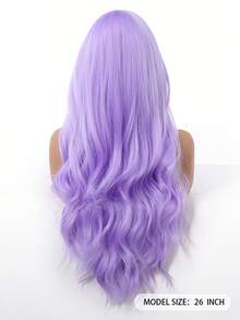 Long Purple Wig With Bangs Wave Curly Wigs For Women 26 Inch Heat Resistant Natural Synthetic Wig For Daily Party Use Holiday Party Everyday Wear,Gifts For Women - Màu tím - Xem 6