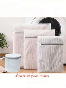 3 Pcs/2 Pcs/1 Pc Durable Honeycomb Bra Laundry Bag, With Zipper, Delicate Intimate Care, Round/Square Wash Organizer Bag, Suitable For Daily Home, Travel Usage, Portable