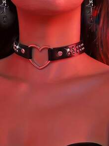 朋克哥特黑色铆钉颈链，适合女性日常佩戴、节日、派对、生日礼物 - 黑色 - 查看 14