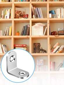 60 件重型 L 形支架 - 高品质钢结构，确保衣柜、家具、橱柜、椅子和抽屉的稳定性 - 包括 10 个支架和 20 个螺丝 - 耐用、多用途连接器 - 銀色 - 查看 5