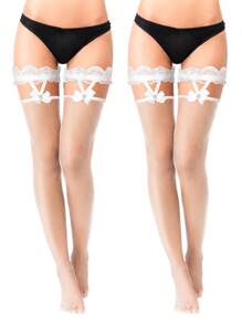 1/2 paires de bas-cuissardes en résille pour femmes, collants transparents en dentelle, chaussettes montantes en nylon résille