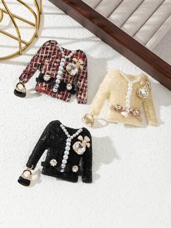 1pc Elegant Handmade Fabric Brooch, College Badge Design Women's Brooch Pin, Luxury Jewelry Brooch, Suitable For Daily Wear, Gift For Dates