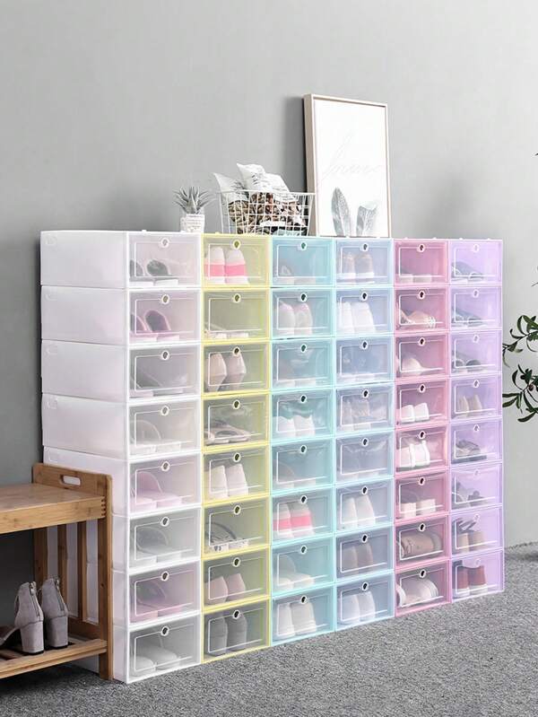 3pcs/Set Thick Transparent Shoe Boxes, Shoe Organizers, Moisture-Proof And Dust-Proof Shoe Storage Boxes, Japanese Style Shoe Cabinet, Shoe Rack, Minimalist Plastic Drawer-Style Shoe Storage Boxes, Japanese Style Shoe Cabinet, Shoe Rack