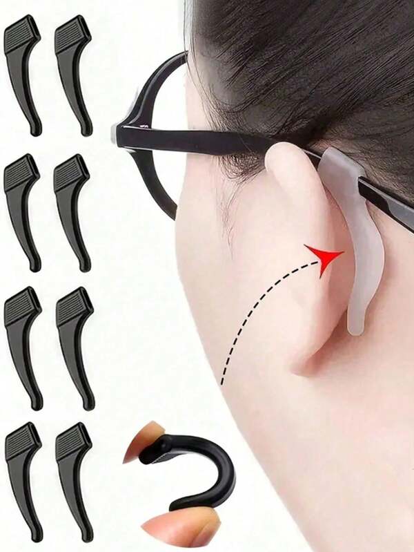 4/2 piezas Fundas antideslizantes para patillas de gafas con forma de corazón, cubiertas para patillas de gafas de silicona suave antideslizantes con ganchos para las orejas, accesorios de fijación de patas de gafas anti-caída, adecuados para patillas de gafas de 3-8 mm de ancho, para hombres, mujeres, amigos, parejas y familia, cinturón, gafas
