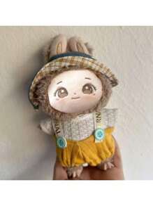 (Clothes Only) New Hot-Selling 17cm Pendant Labobo Plush Doll Outfits Set - Bucket Hat, Overall Pants Clothes For Labubu 1st/2nd Generation