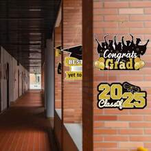 Graduation Front Door Sign 3 Pieces Hanging Paper Sign For Wall Porch Farmhouse Holiday Decoration