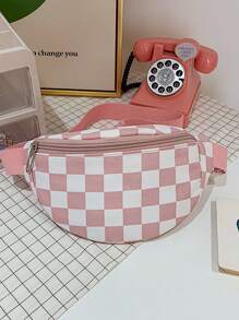 Kids Nylon Plaid Fashion Crossbody Chest Bag For Boys And Girls