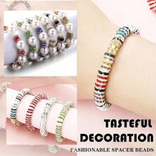 Set de 700 piezas de cuentas espaciadoras de 6 mm en 10 colores, cuentas de cristal, cuentas de strass, para hacer joyas DIY, colgantes de pulseras, manualidades y accesorios
