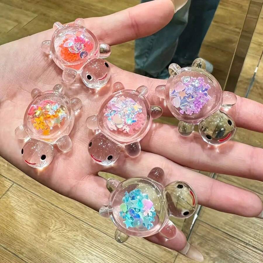 10 pièces Pendentif de tortue de mer lumineux et pailleté, breloques à thème anime sous emballage opaque en acrylique, convient pour créations de bijoux, colliers, boucles d'oreilles, porte-clés, décoration intérieure et extérieure, sans alimentation électrique, idéal pour Noël, Pâques, Thanksgiving, décoration de tortue de mer