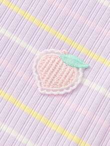 Balabala Baby T-Shirt Girls' Short Sleeve Children's Top 2025 Summer New Striped Tee Sweet Flutter Sleeve - Purple - View 5