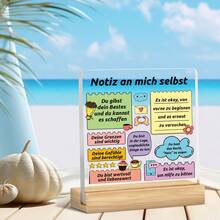 1 件，正能量亚克力和木质便签架，自我鼓励引言装饰标志“自我提醒”，鼓舞人心和治愈性的桌面装饰，心理舒缓礼物，适用于办公室和书房，装饰有 Adora