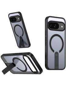 1 pieza Funda magnética para teléfono, compatible con Pixel 9A/9/9 Pro/Pixel 9 Pro XL/10/10 Pro/10 Pro XL, placa trasera semi-transparente, a prueba de golpes, resistente al agua, anti-caídas, anti-arañazos - negro - Ver 2