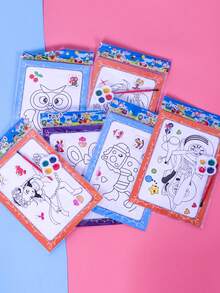 10pcs DIY Watercolor Painting Board - Creative Drawing Set, Includes 4 Colors Mini Watercolor Paints