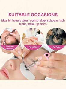 心形睫毛延长胶环 - 100 件睫毛胶水支架，睫毛延长用品用卷扇形杯 - 彩色 - 查看 2