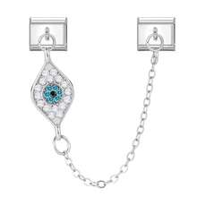 1件双吊坠DIY意大利模块化手链，饰有蝴蝶、月亮、爱心、花朵、眼睛元素，适合作为派对礼物送给朋友/情侣，适用于圣诞节、新年、万圣节、情人节等场合，设计精美，不锈钢材质，本地制造，实用时尚，是圣诞节和万圣节的必备单品，沉稳的秋日色调，圣诞风格 - M291821 - 查看 3