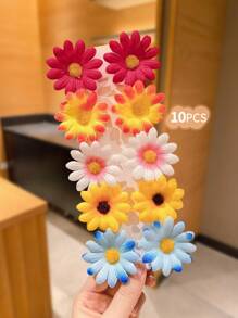 10pcs Colorful Floral Countryside Style Hair Clips For Girls