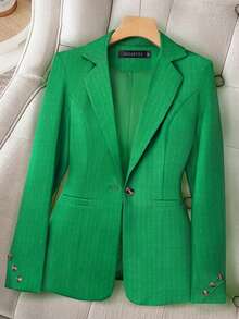 HOMEYEE Vintage Elegant Casual/Business Long Sleeve Blazer, Spring/Autumn/Winter, Plus Size - Green - View 1